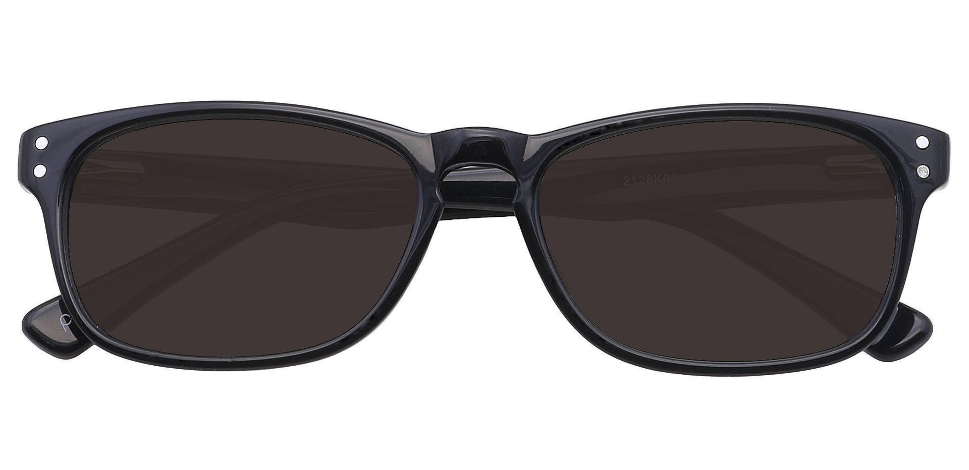 Morris Rectangle Lined Bifocal Sunglasses - Black Frame With Gray Lenses