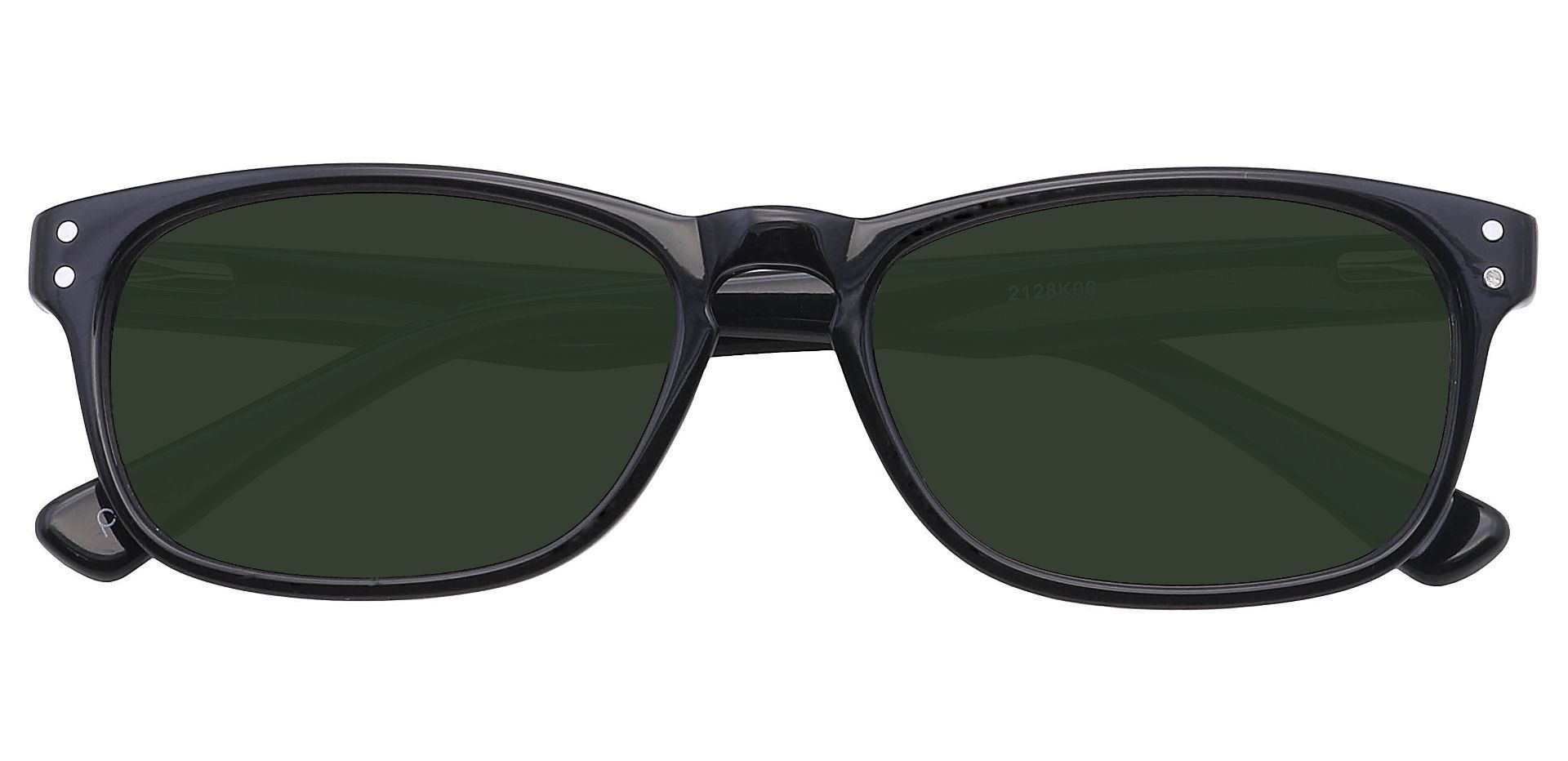 Morris Rectangle Lined Bifocal Sunglasses - Black Frame With Green Lenses