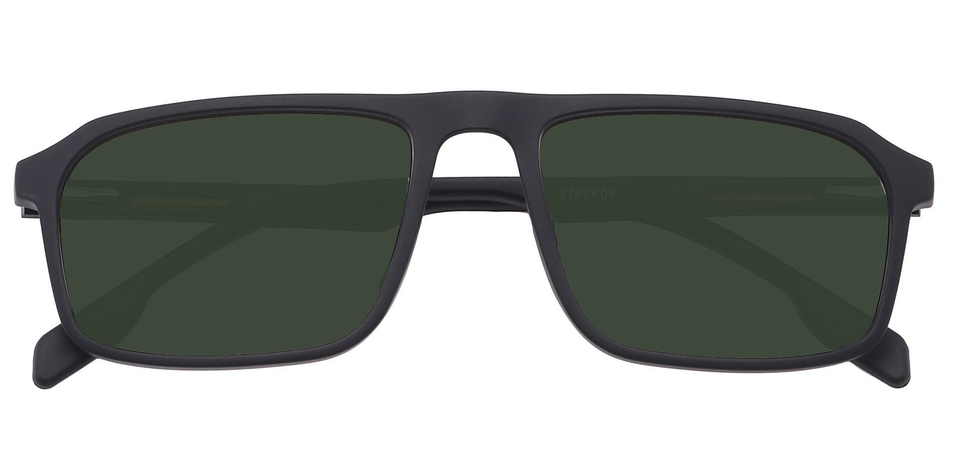 Hector Rectangle Reading Sunglasses - Black Frame With Green Lenses