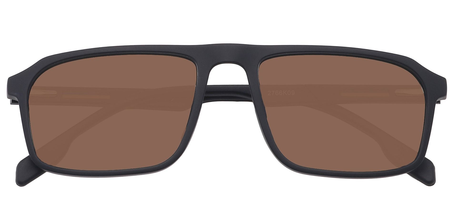 Hector Rectangle Non-Rx Sunglasses - Black Frame With Brown Lenses