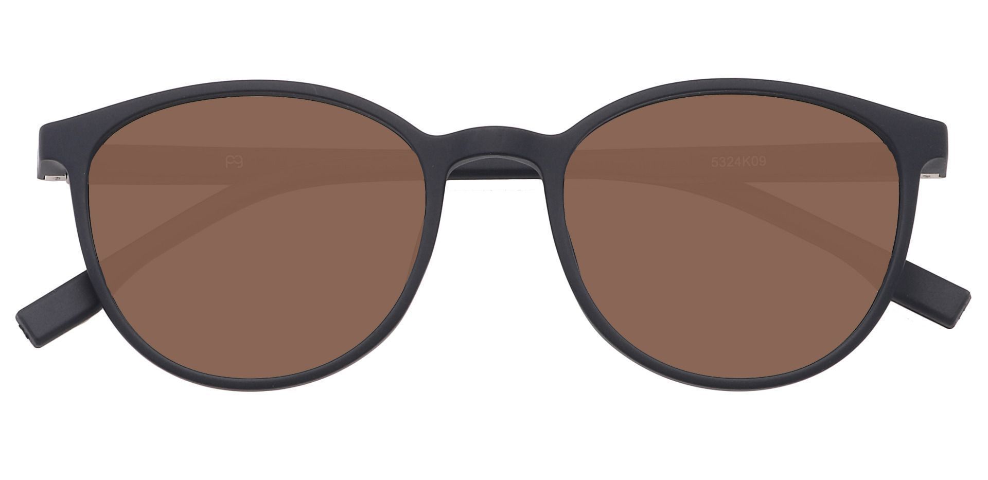 Bay Round Lined Bifocal Sunglasses - Black Frame With Brown Lenses