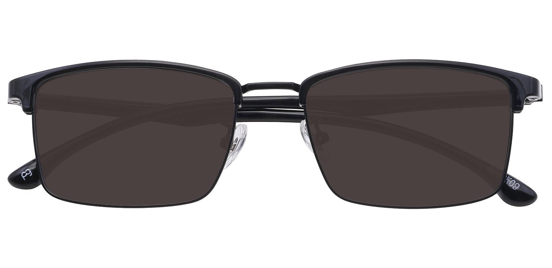 Young Browline Non-Rx Sunglasses - Black Frame With Gray Lenses