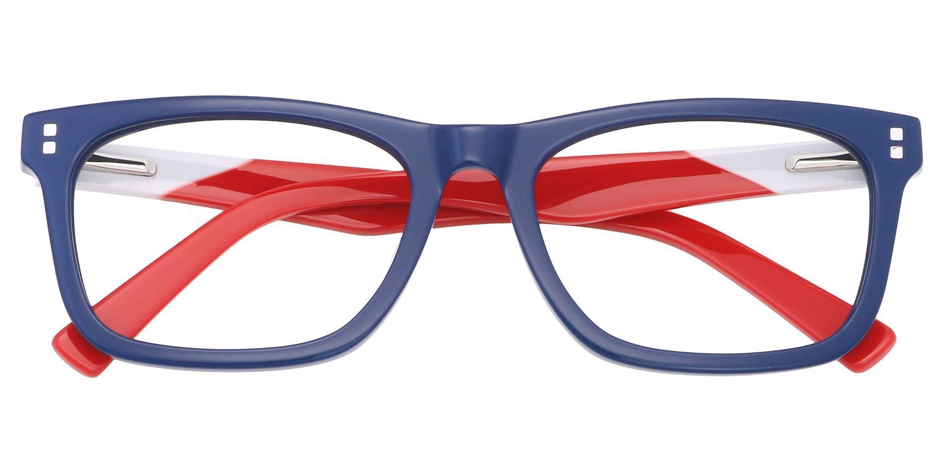 Newbury Rectangle Progressive Glasses - The Frame Is Blue And Red