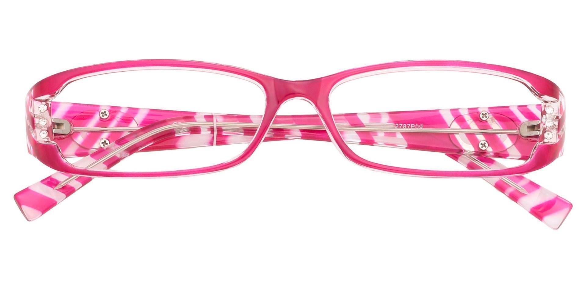 Kiki Rectangle Reading Glasses - Hot Pink Crystal