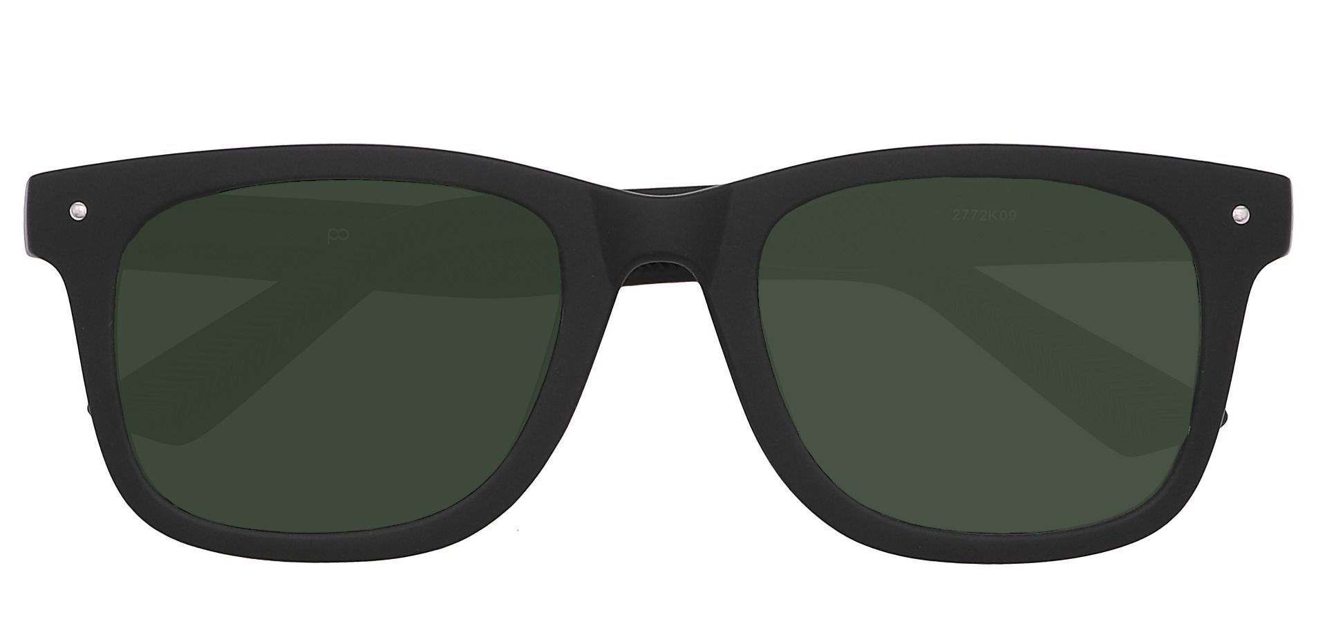 McKinley Square Non-Rx Sunglasses - Black Frame With Green Lenses