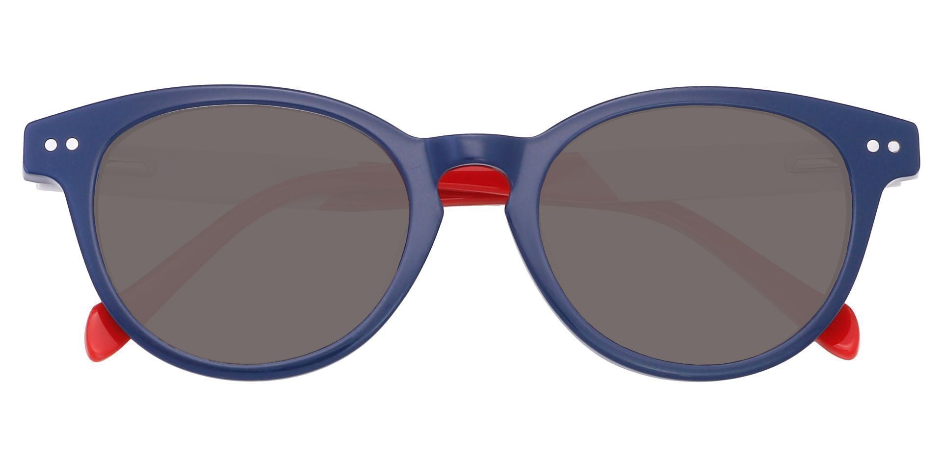 Revere Oval Non-Rx Sunglasses - Blue Frame With Gray Lenses
