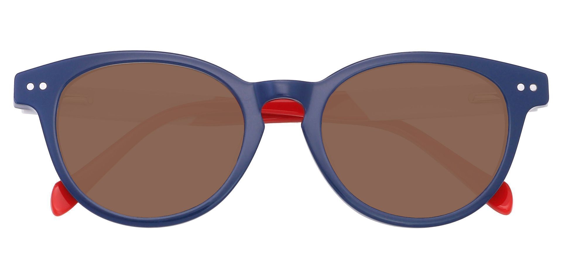 Revere Oval Prescription Sunglasses - Blue Frame With Brown Lenses