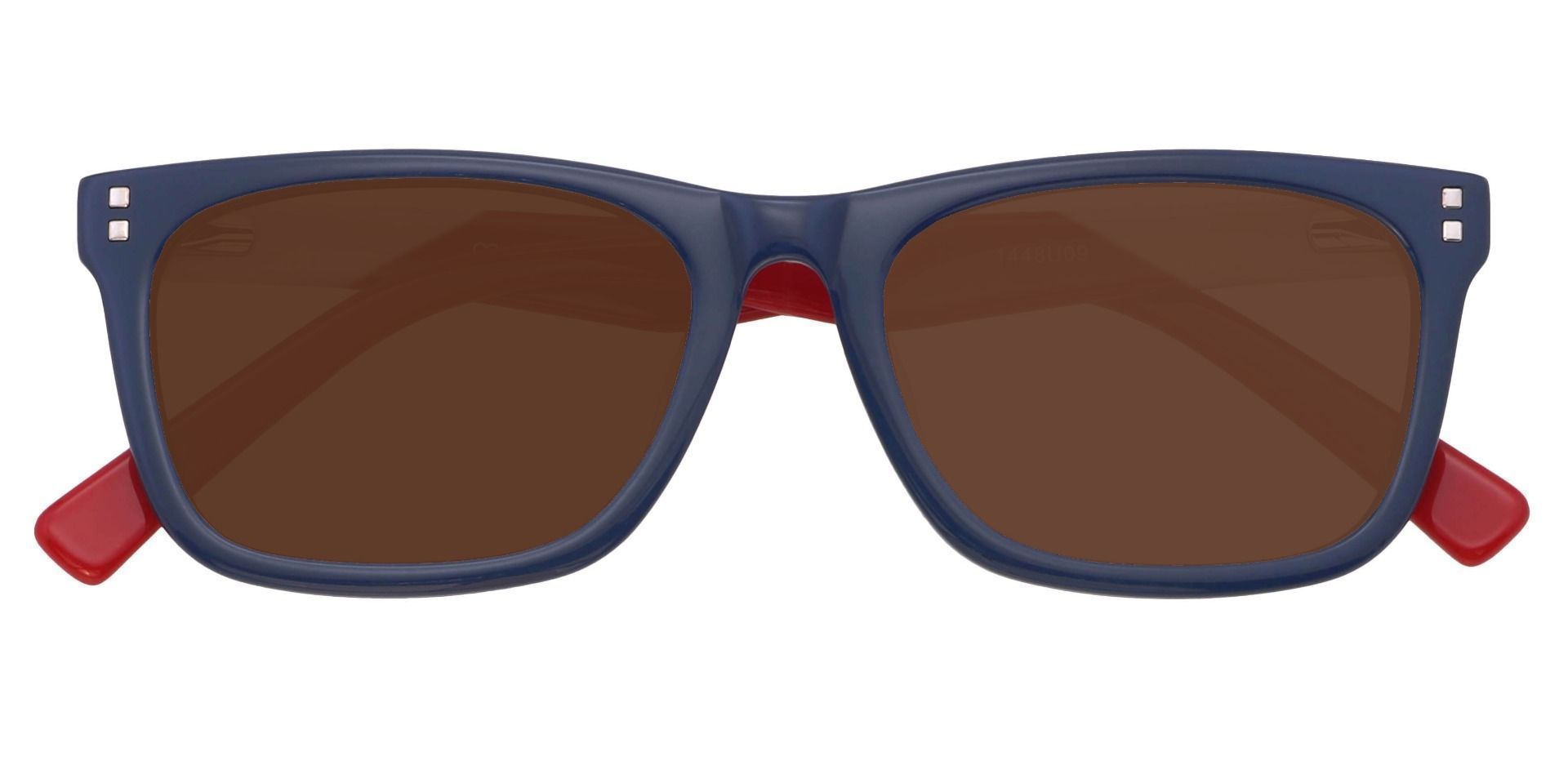 Quincy Rectangle Non-Rx Sunglasses - Blue Frame With Brown Lenses