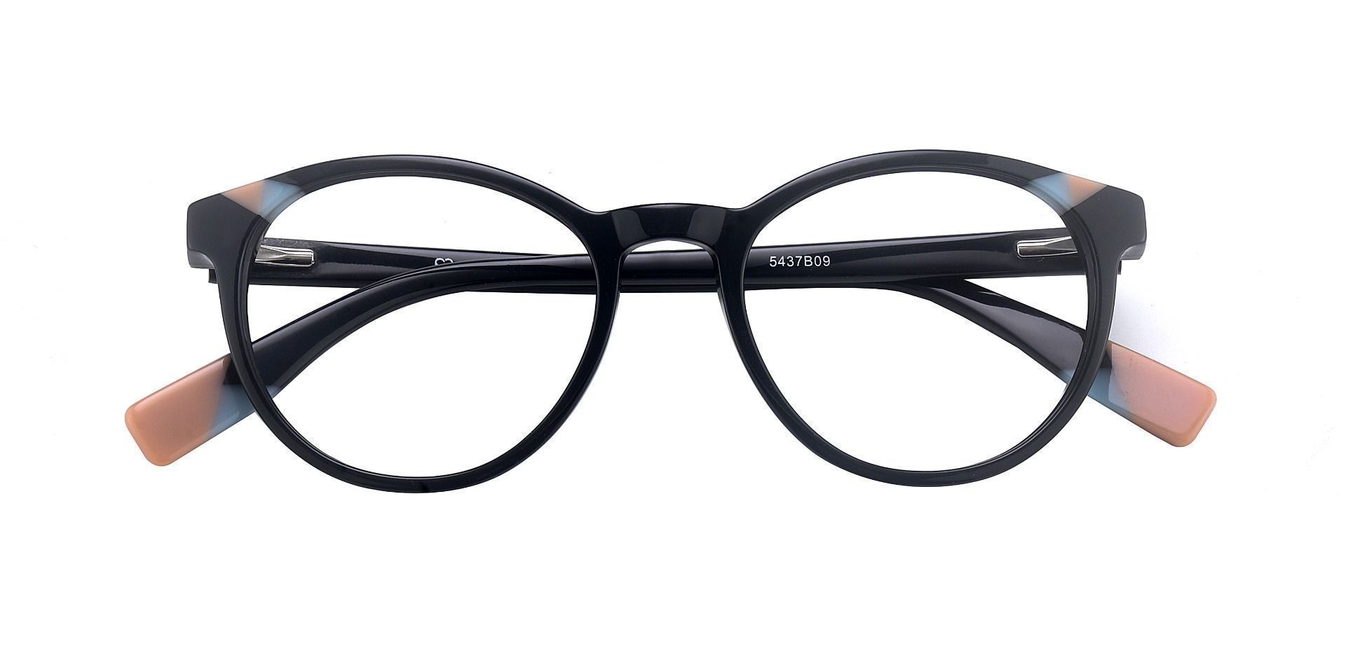 Odette Oval Non-Rx Glasses - The Frame Is Black And Brown