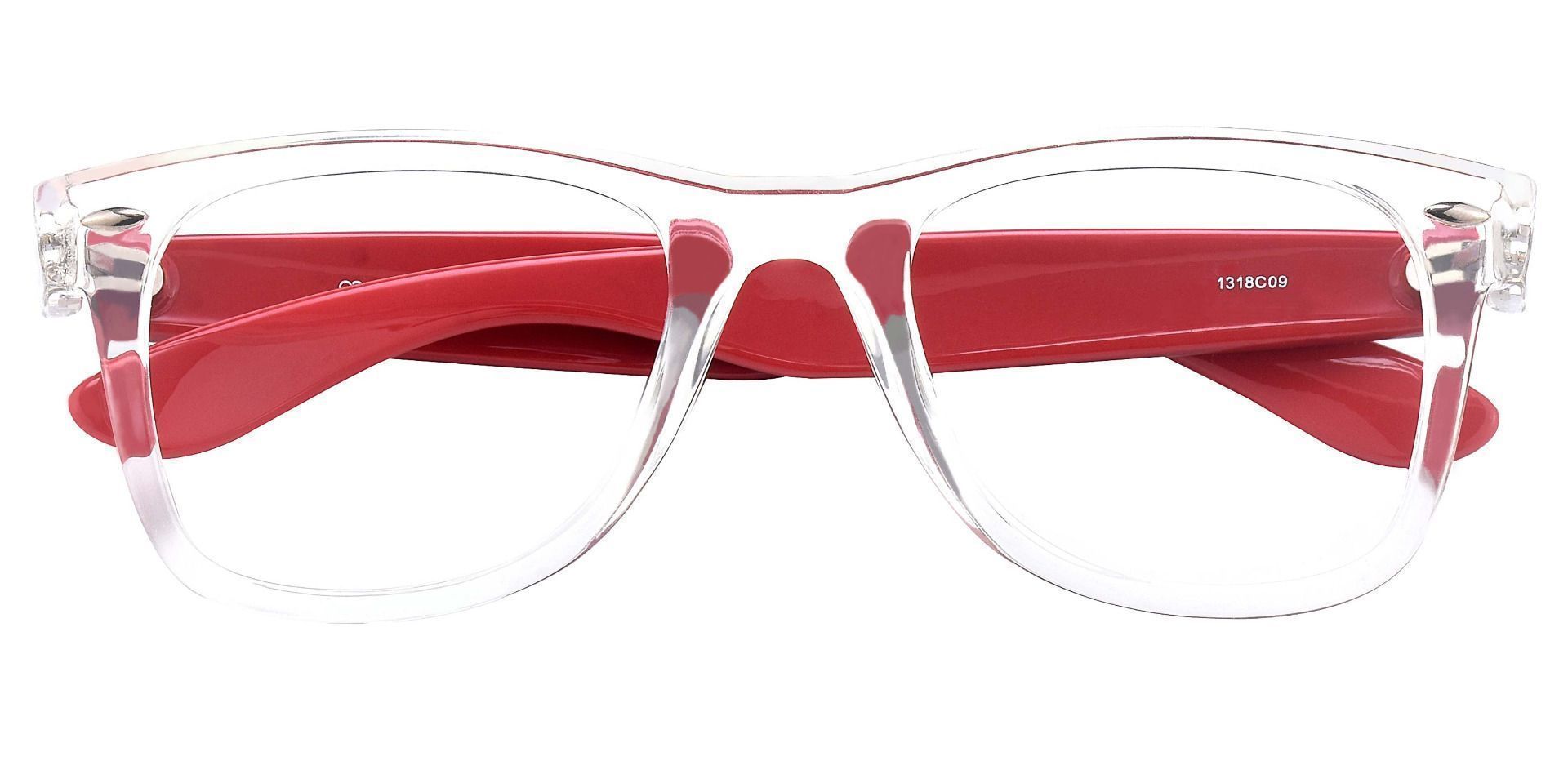 Adrian Square Prescription Glasses The Frame Is Clear And Red Women