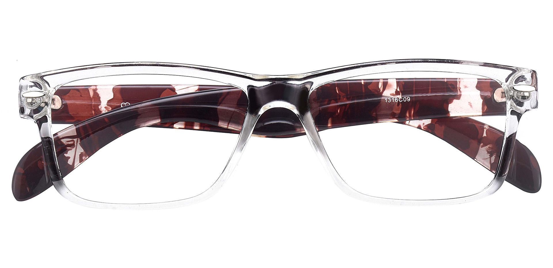 Tate Rectangle Reading Glasses - The Frame Is Clear And Tortoise