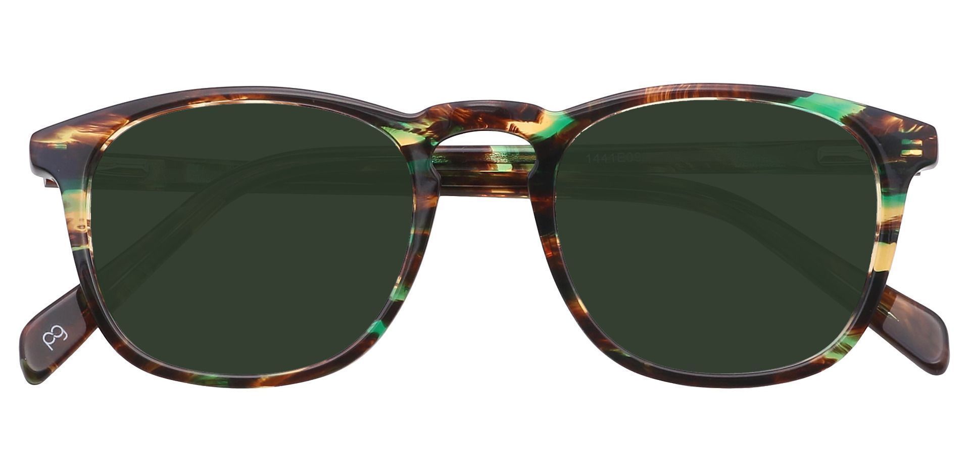 Venti Square Reading Sunglasses - Green Frame With Green Lenses