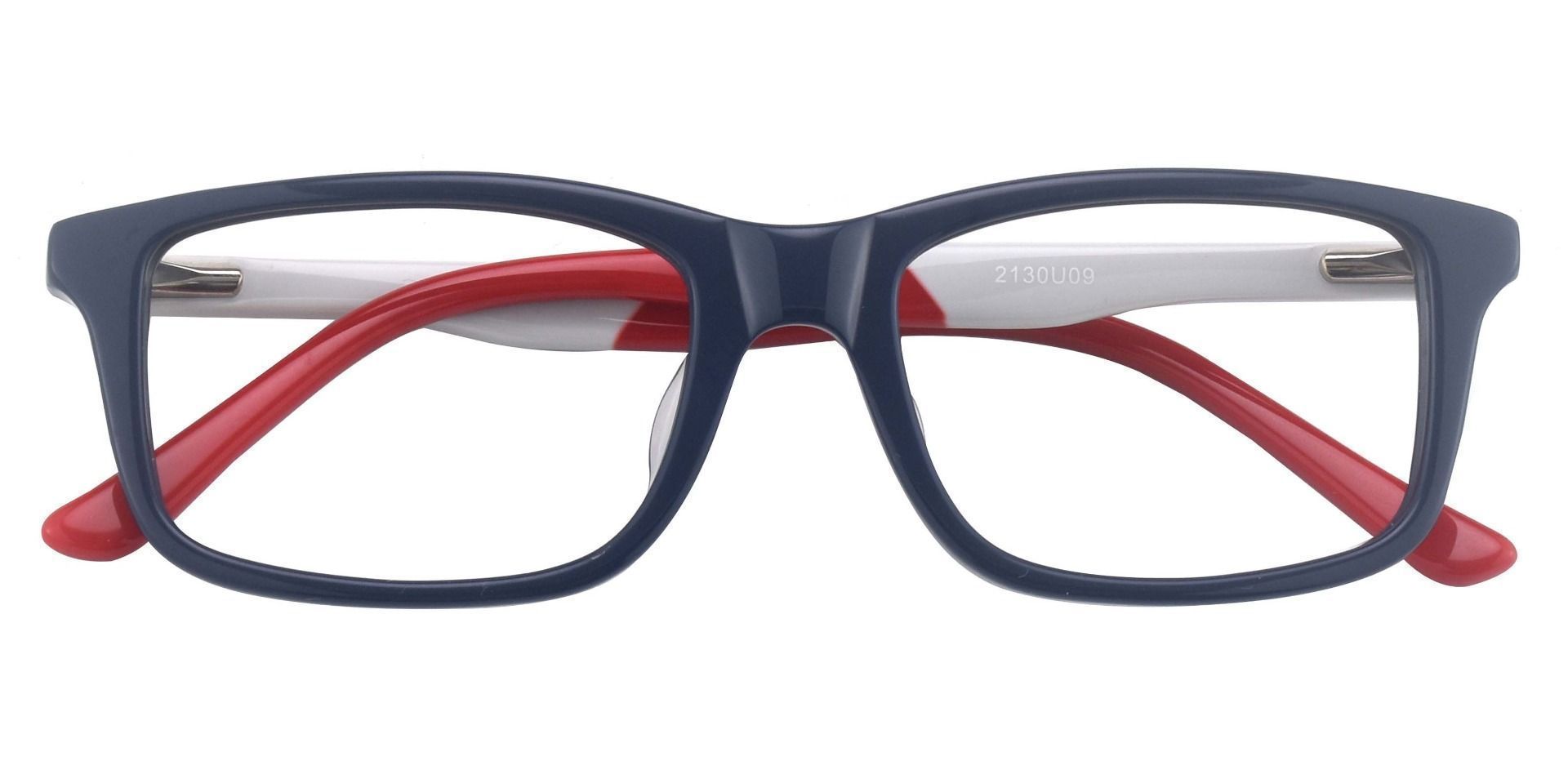 Hub Rectangle Progressive Glasses - Blue White Red