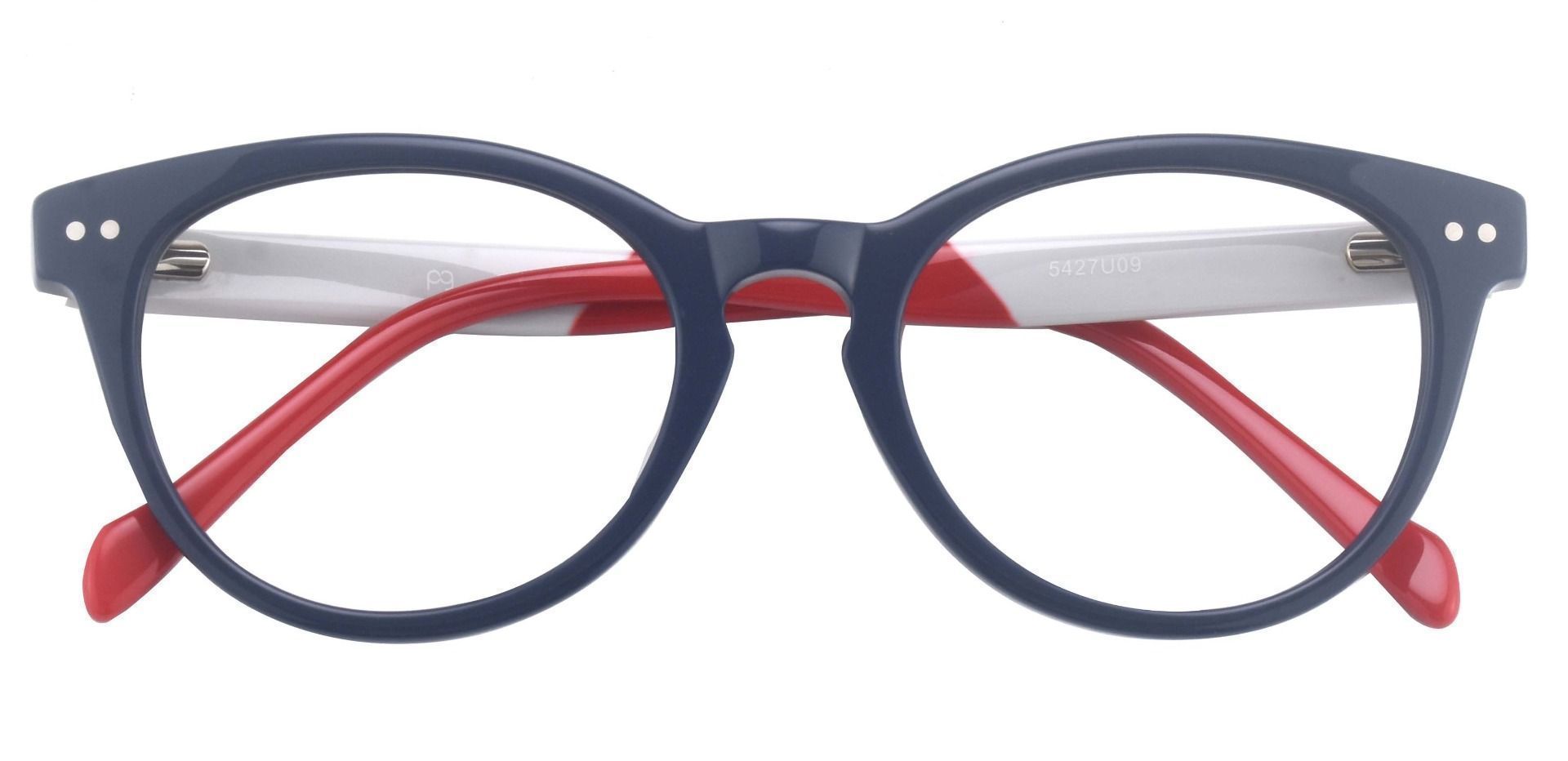Revere Oval Reading Glasses - The Frame Is Blue And Red