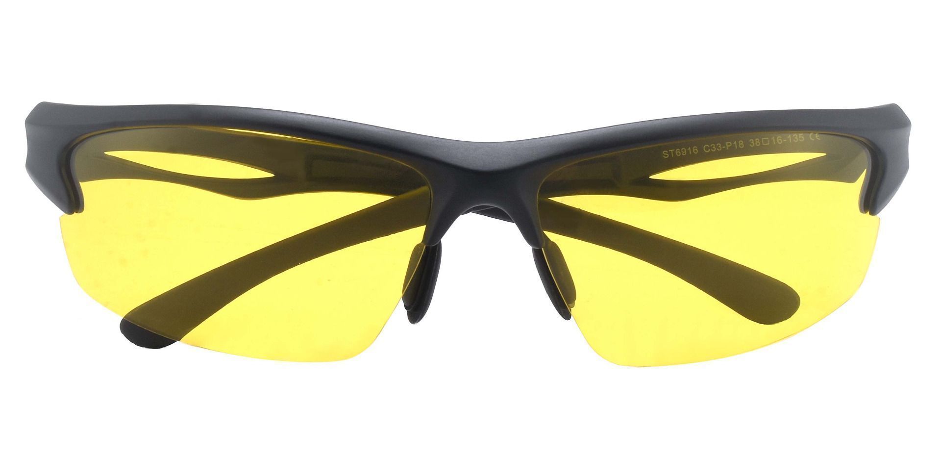 League Sports Glasses Non-Rx Sunglasses - Black Frame With Yellow Night Lenses