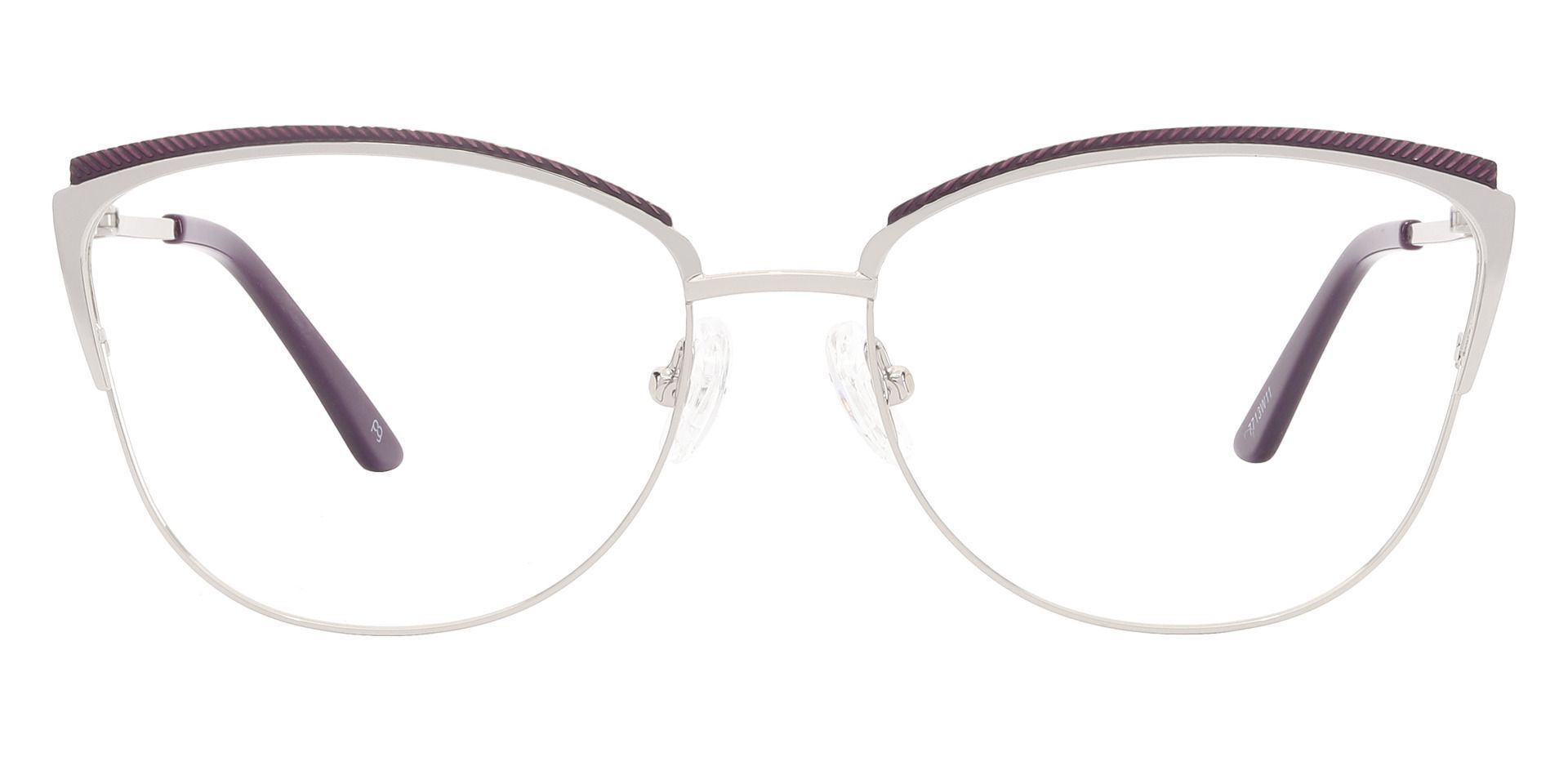 Cat Eye Glasses, White & SIlver