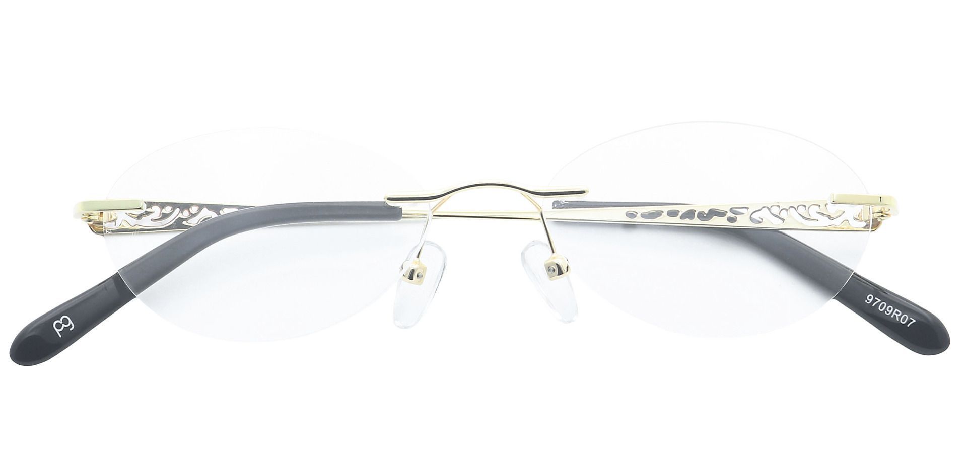 Christina Rimless Non-Rx Glasses - The Frame Is Yellow And Red