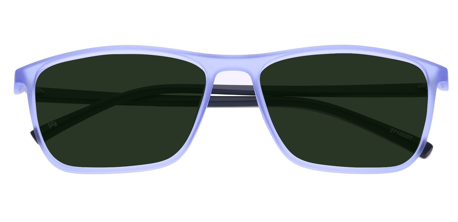 Candid Rectangle Prescription Sunglasses - Blue Frame With Green Lenses