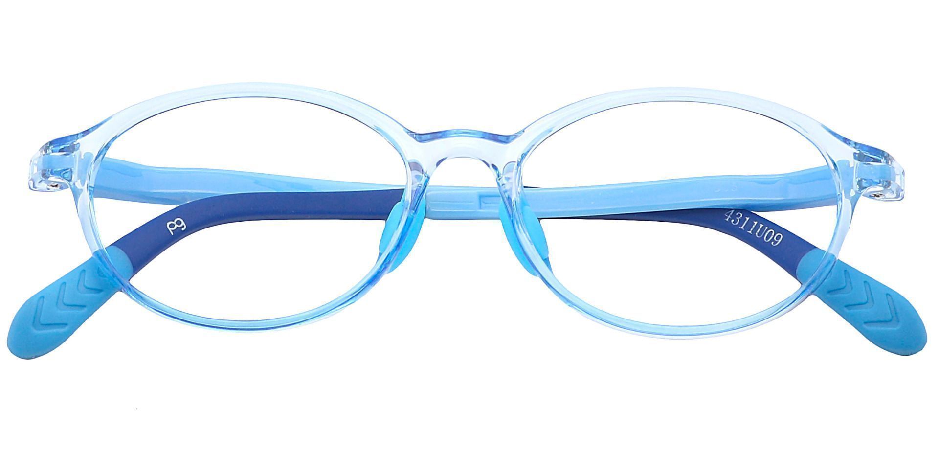 Axel Oval Blue Light Blocking Glasses - Sky Blue Crystal
