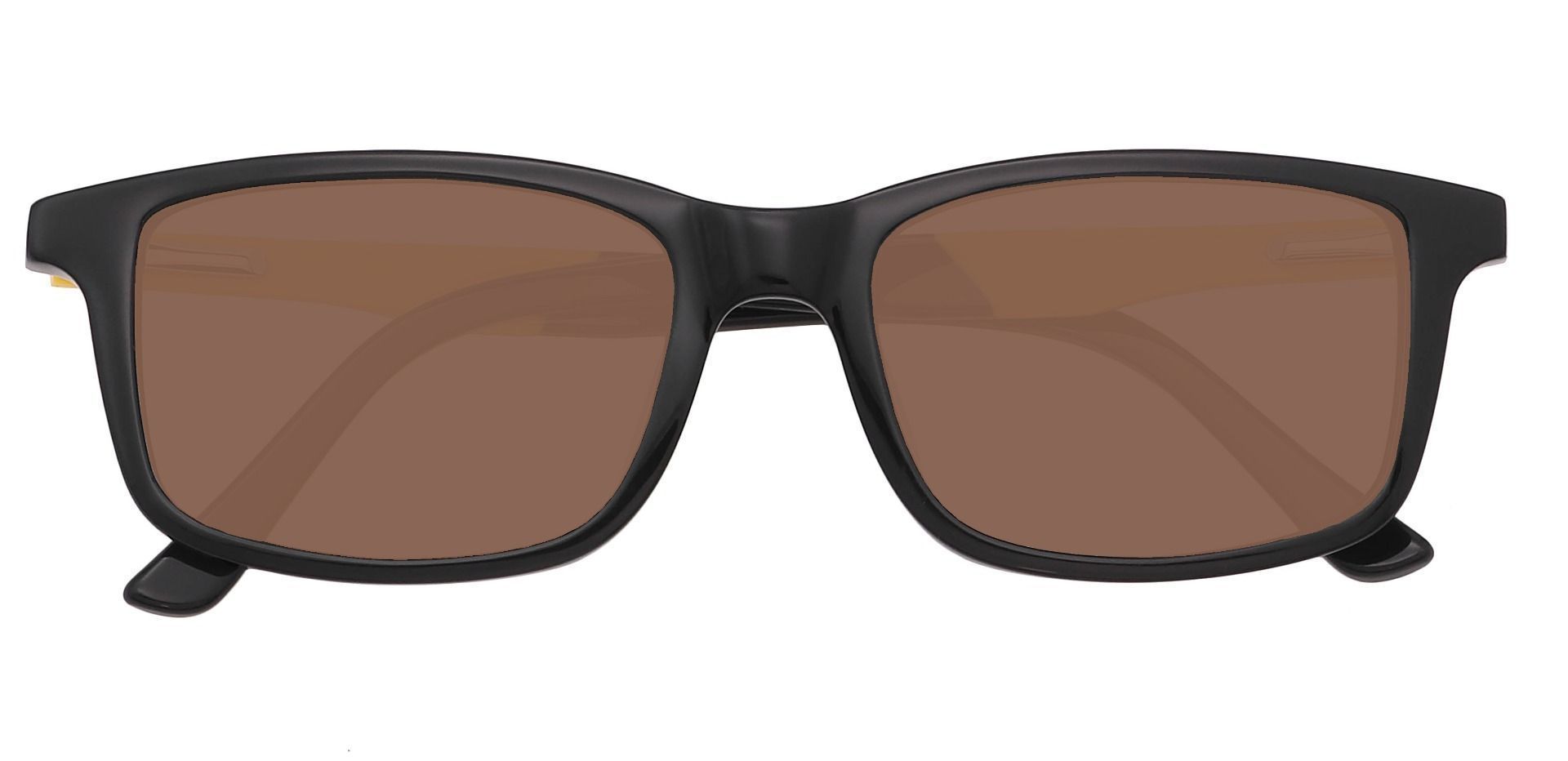 Rivers Rectangle Single Vision Sunglasses - Black Frame With Brown Lenses