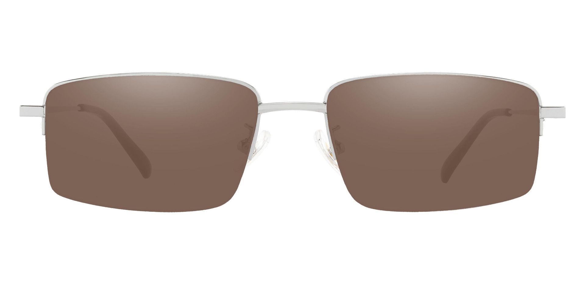 Wayne Rectangle Lined Bifocal Sunglasses - Silver Frame With Brown Lenses