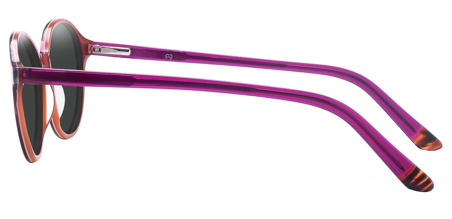 Bellamy Oval Non-Rx Sunglasses - Purple Frame With Gray Lenses