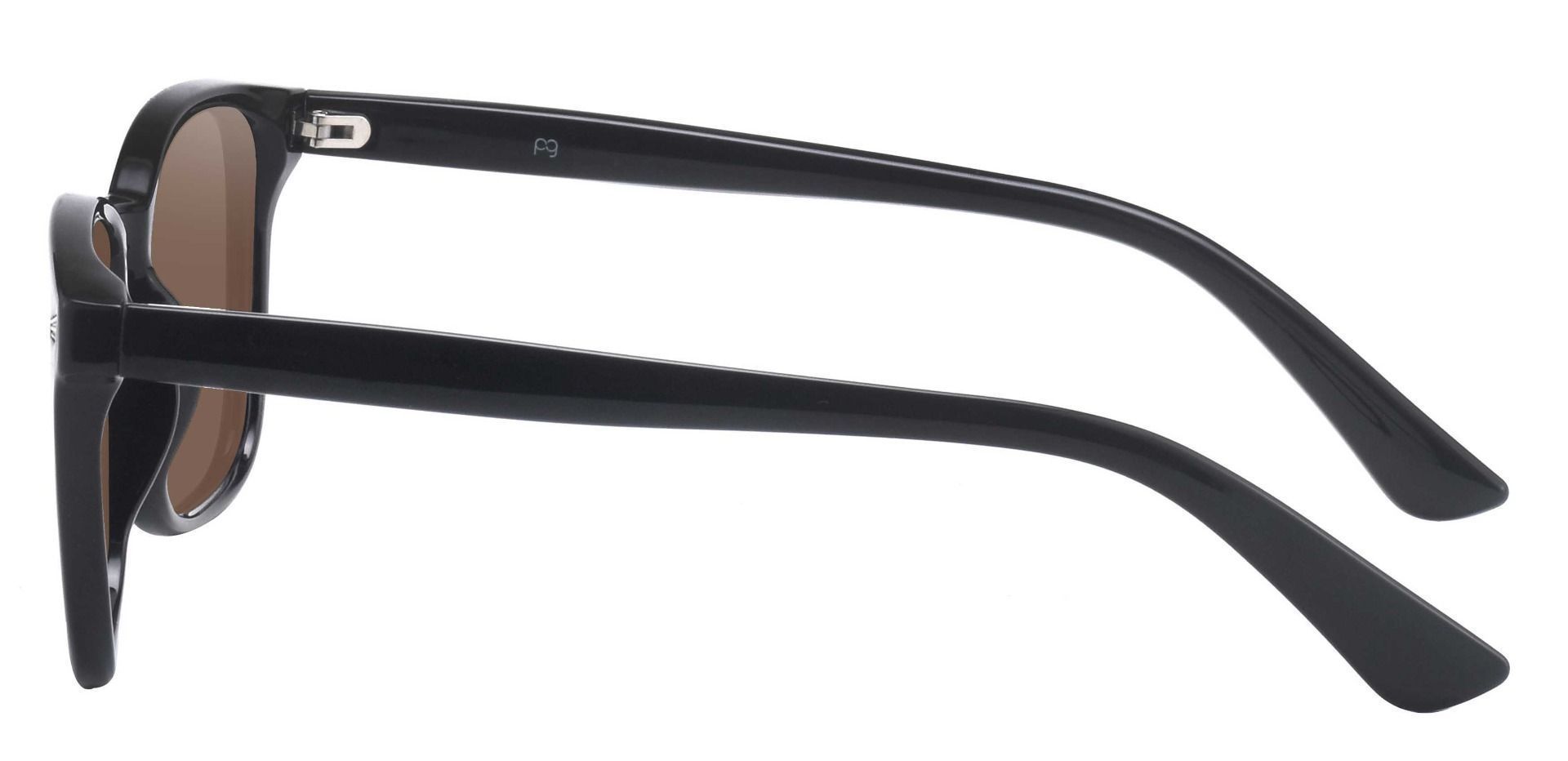 Rogan Square Prescription Sunglasses - Black Frame With Brown Lenses