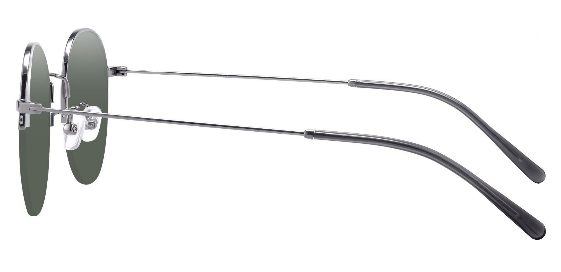 Perch Round Prescription Sunglasses Gray Frame With Green Lenses