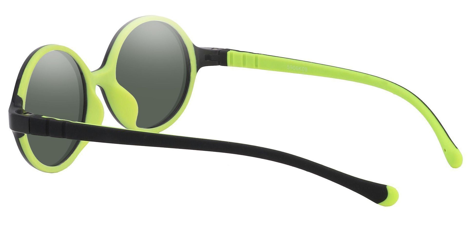 Dagwood Round Prescription Sunglasses - Black Frame With Green Lenses