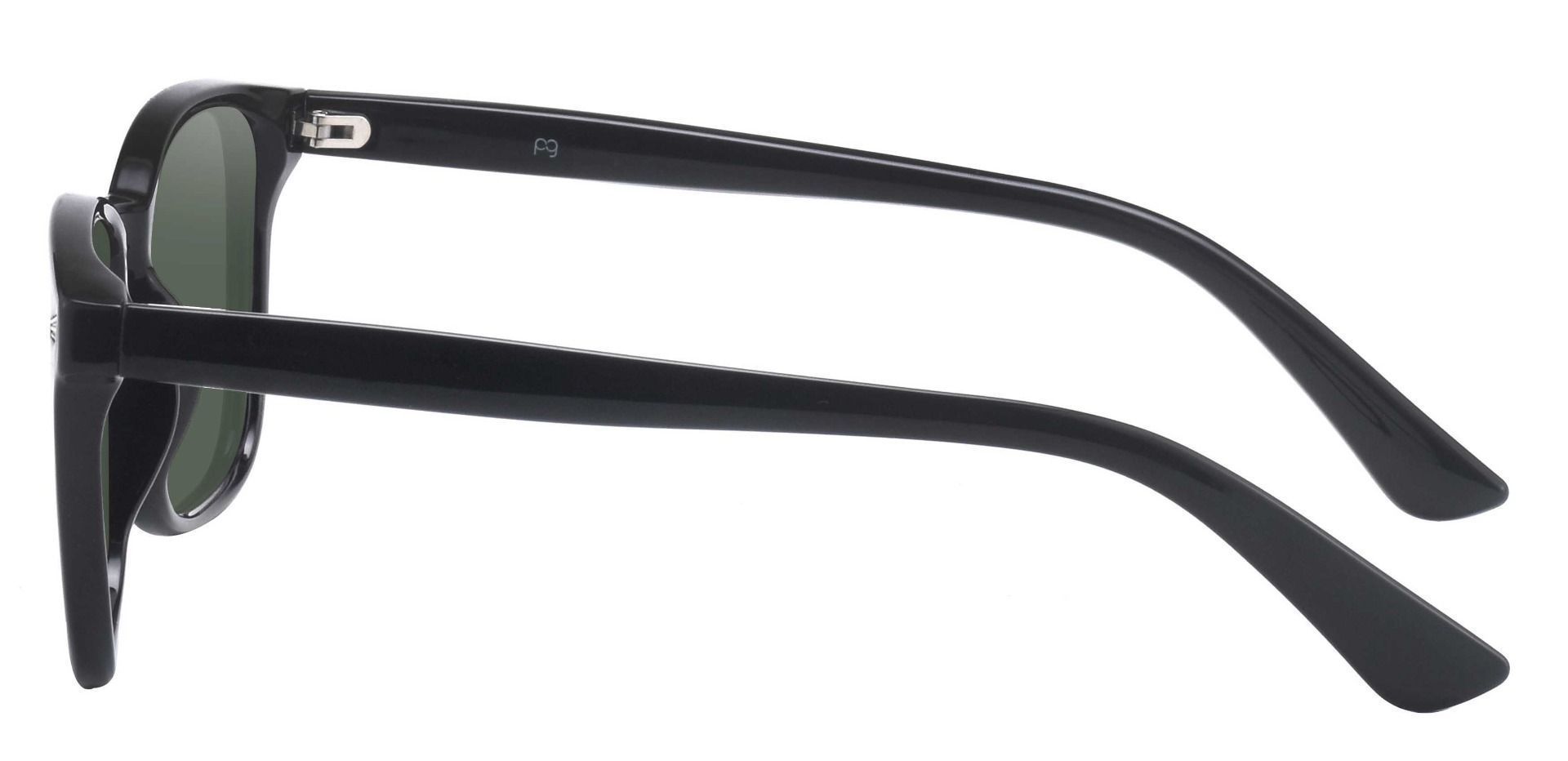 Rogan Square Prescription Sunglasses - Black Frame With Green Lenses