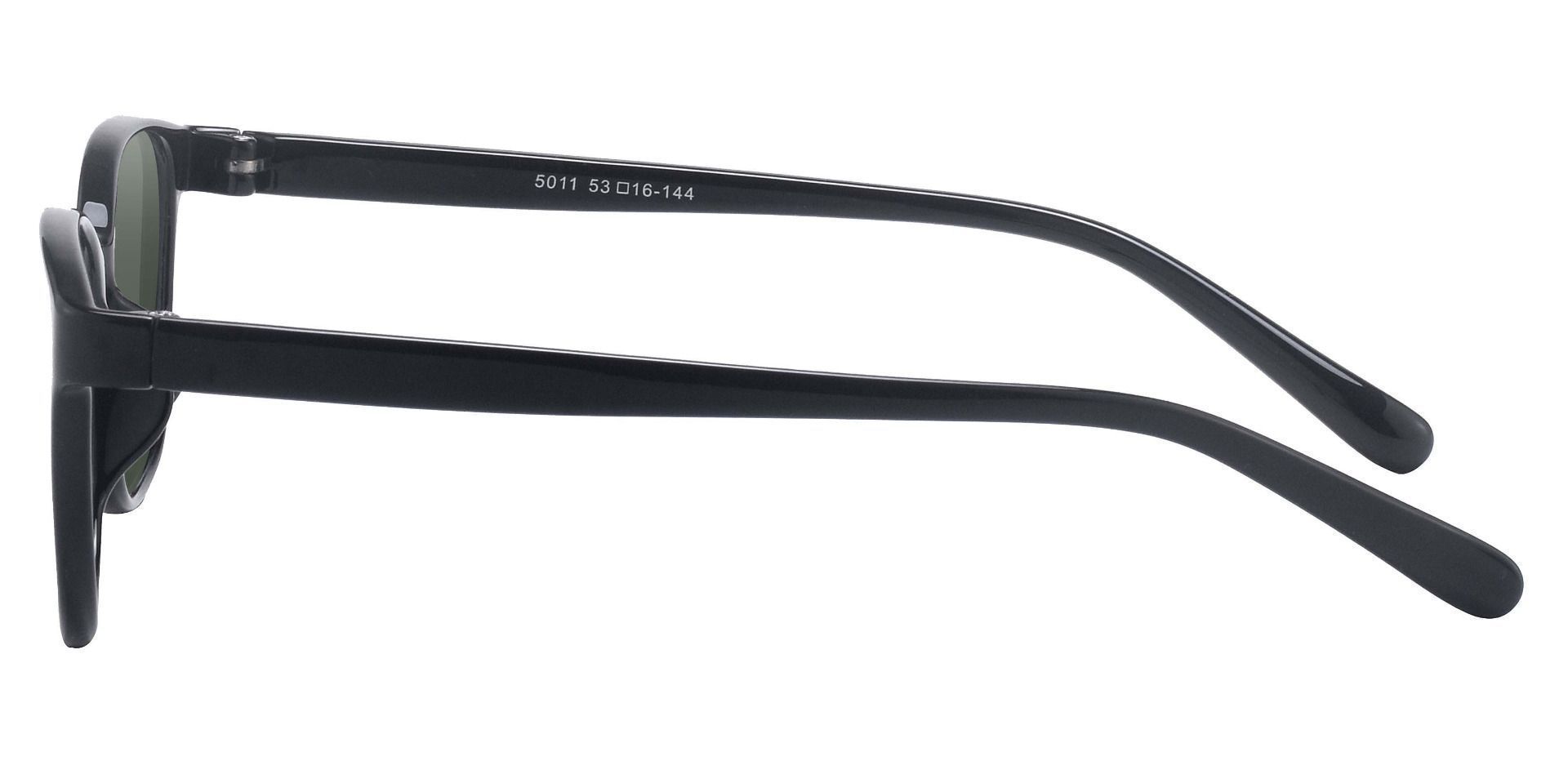 Samson Rectangle Prescription Sunglasses - Black Frame With Green Lenses