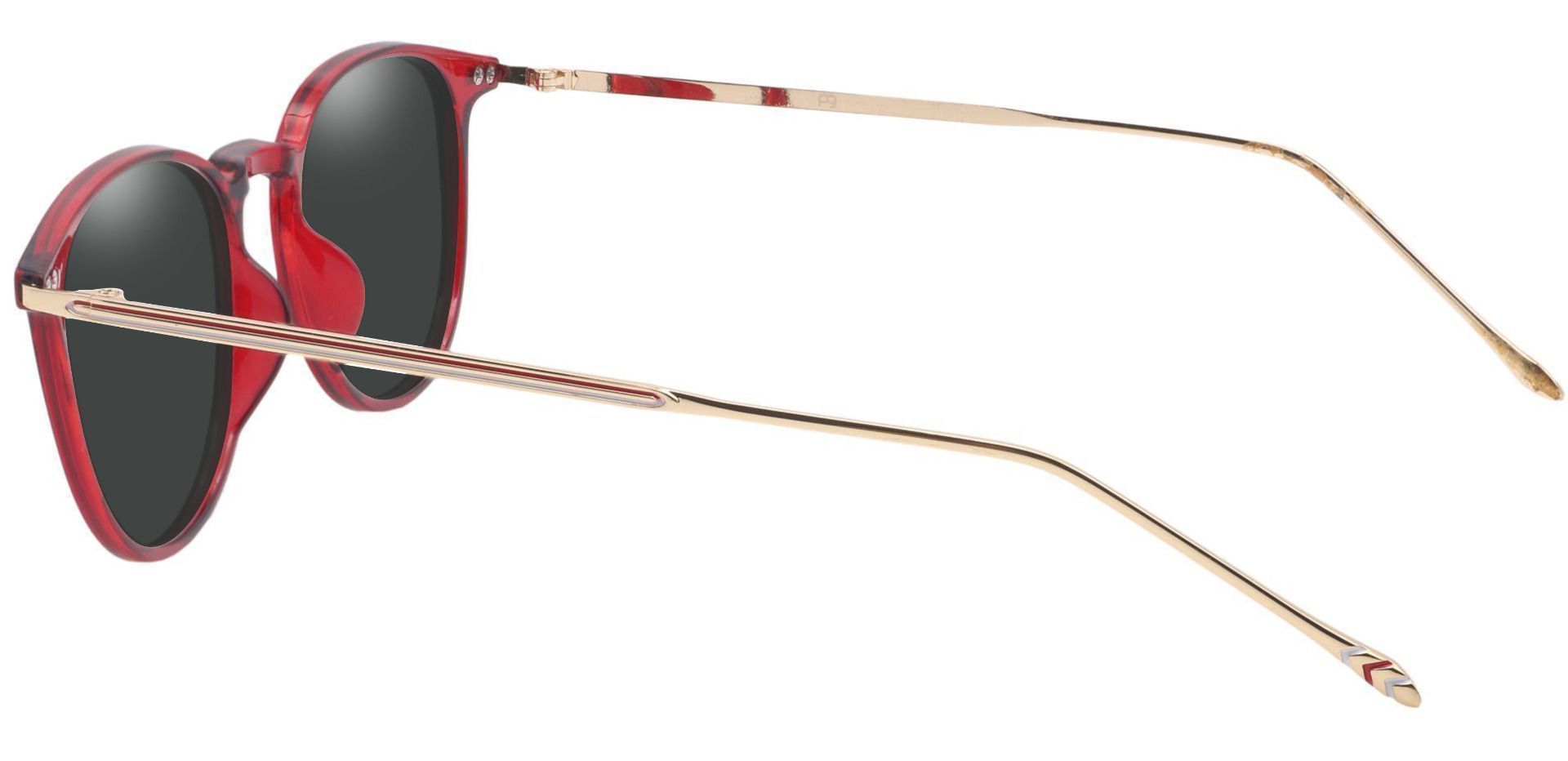 Elliott Round Non-Rx Sunglasses - Red Frame With Gray Lenses