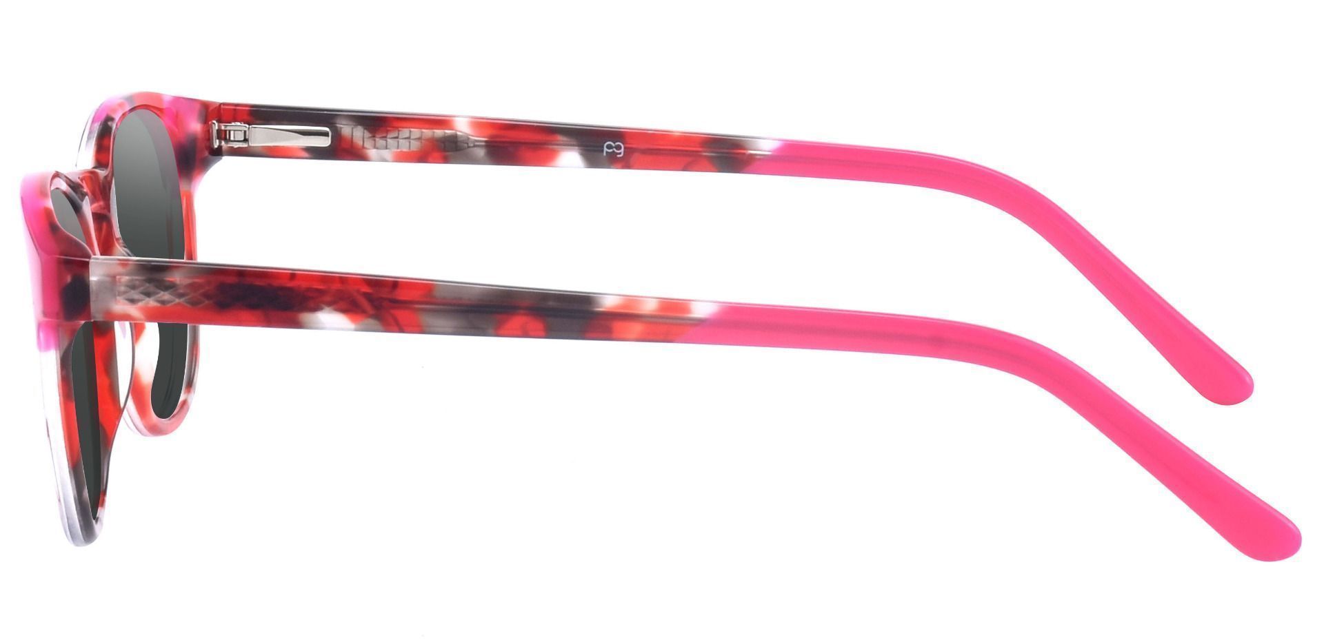 Pepper Oval Prescription Sunglasses Red Frame With Gray Lenses