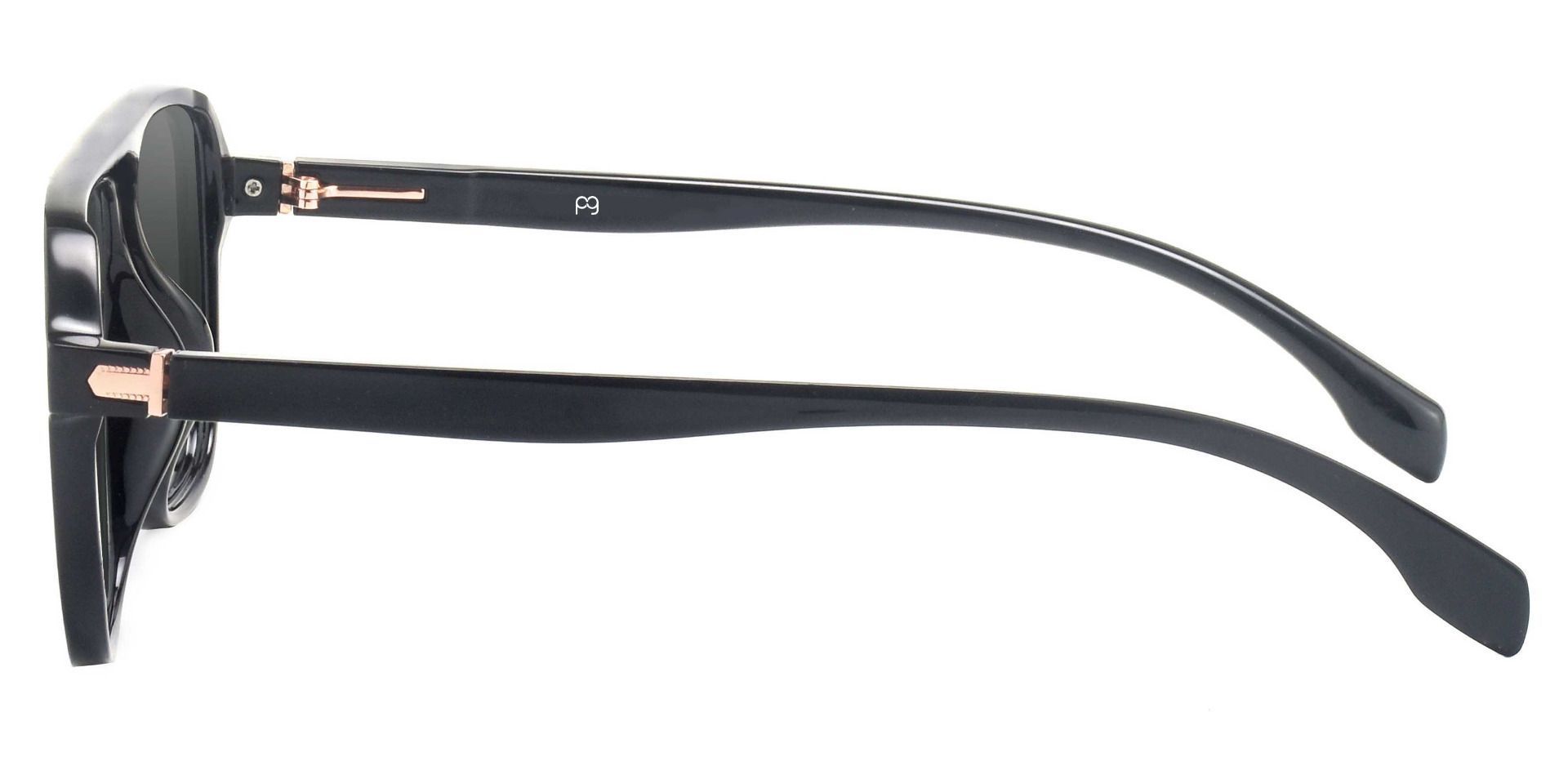 Gideon Aviator Progressive Sunglasses - Black Frame With Gray Lenses