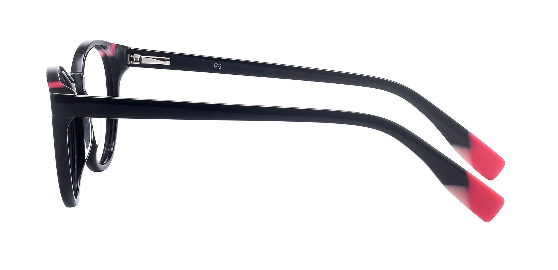 Odette Oval Reading Glasses - The Frame Is Black And Red