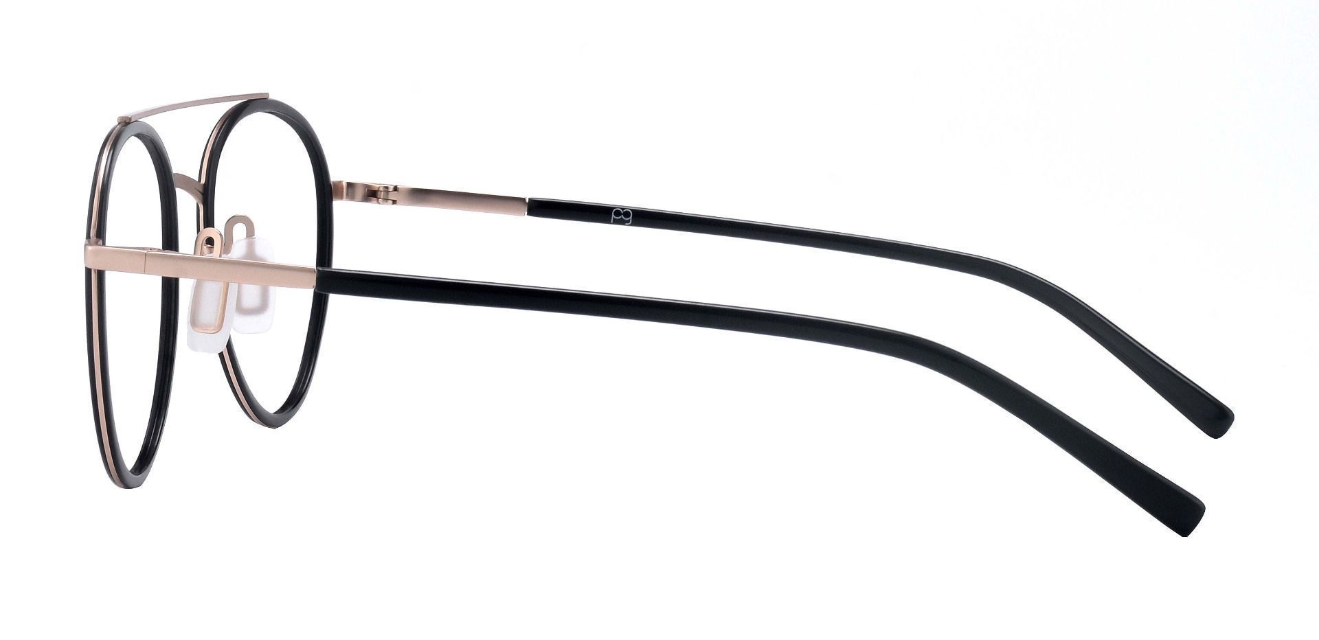 Alistair Aviator Non-Rx Glasses - Black/light Brushed Gold