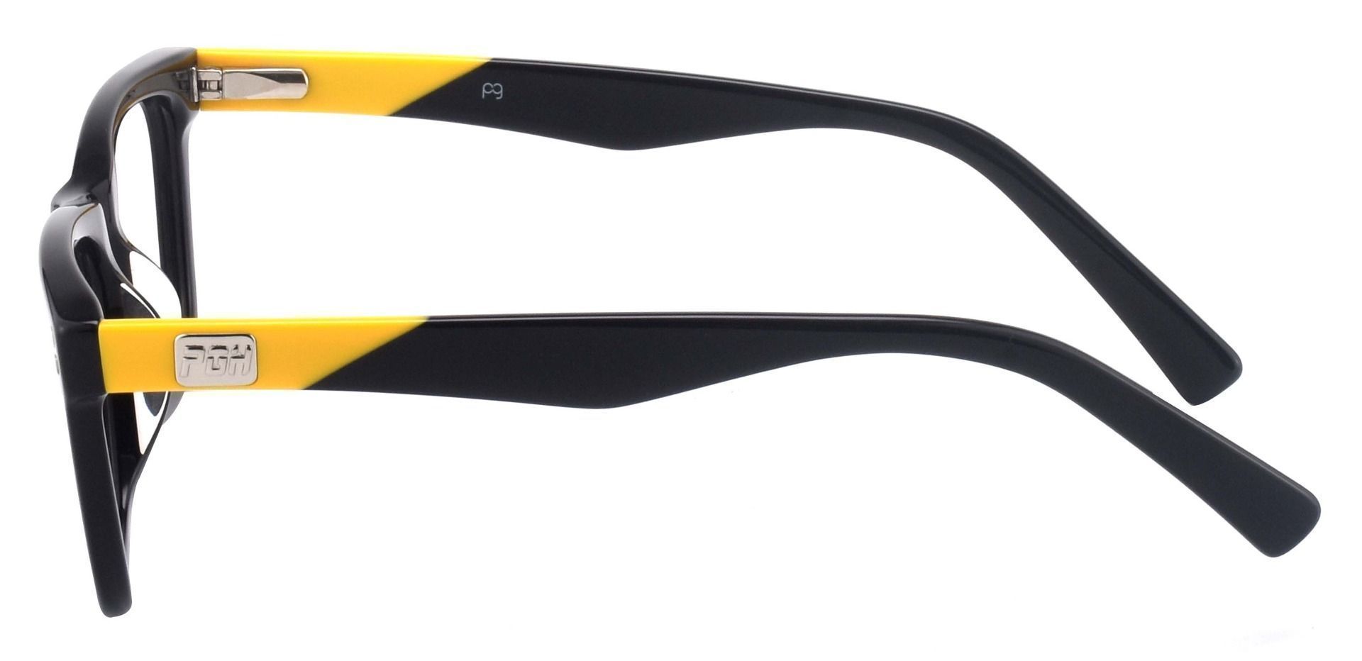 Blitz Rectangle Eyeglasses Frame - The Frame Is Black And Yellow