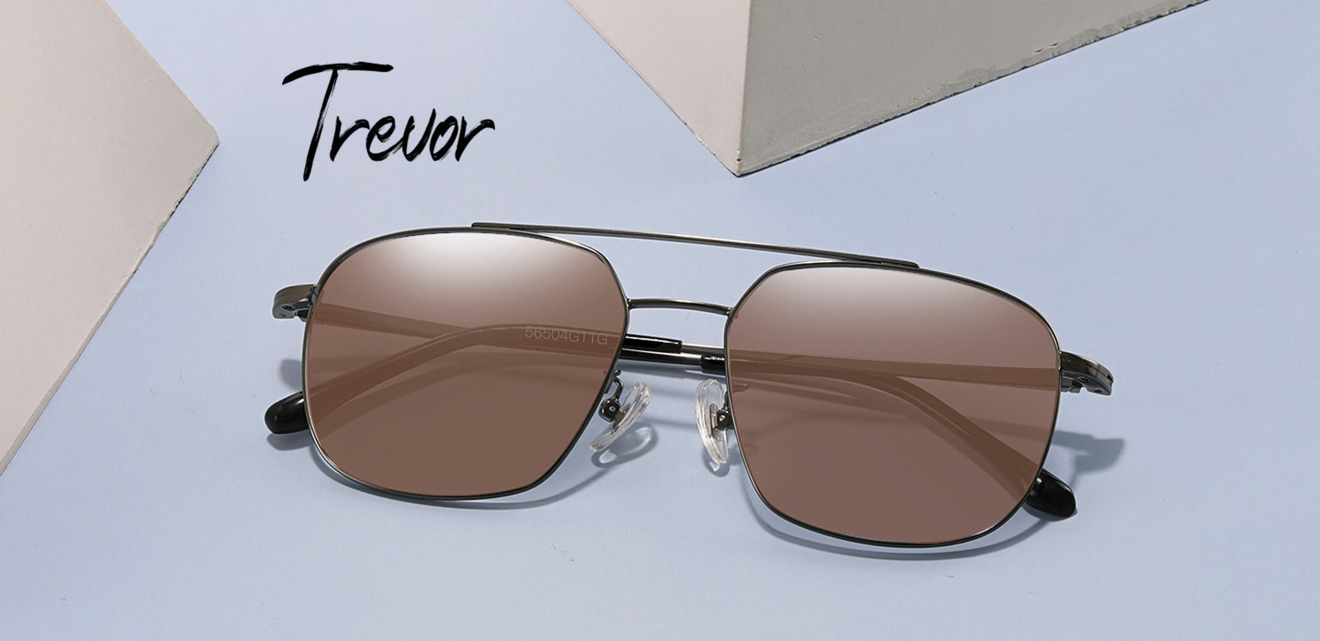 Trevor Aviator Non-Rx Sunglasses - Gray Frame With Brown Lenses